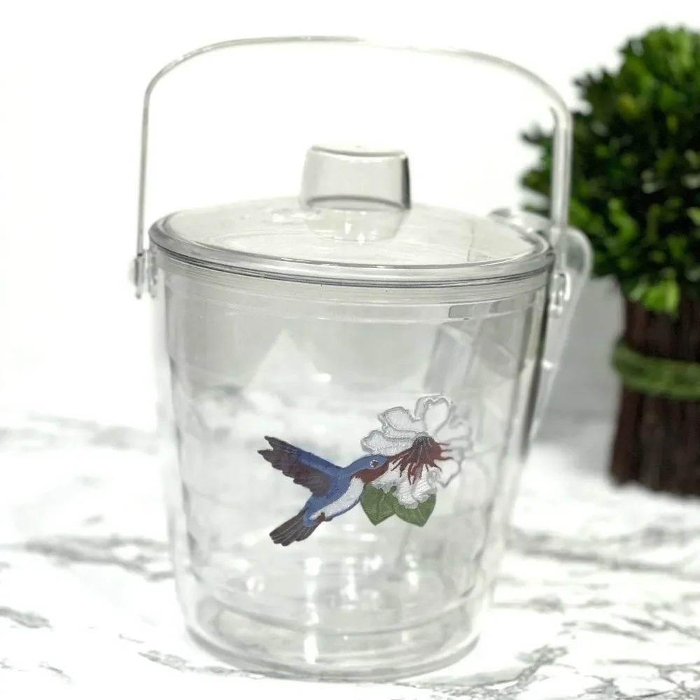 Tervis Discontinued Insulated Ice Bucket Tongs with Emblem Lid Hummingbird